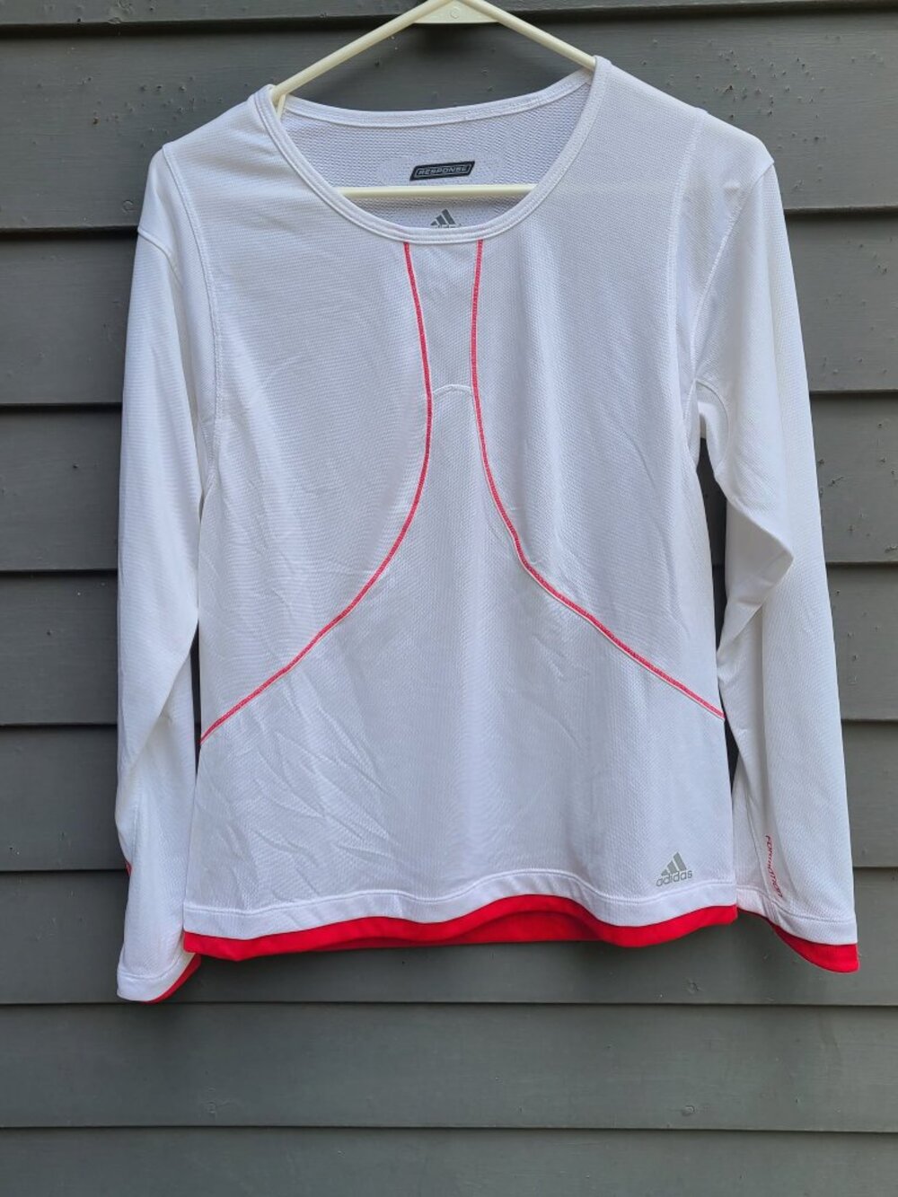 Adidas White Long Sleeve Top with Red Accents size large